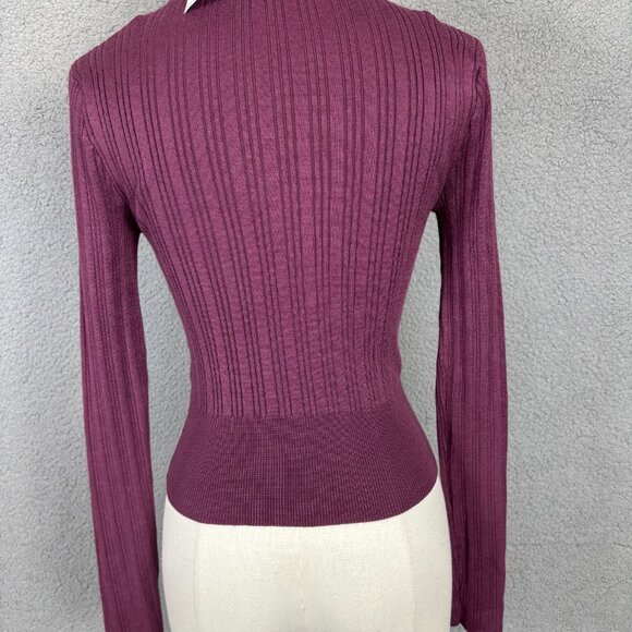 Hooked up by Iot Women's Juniors' Quarter-Zip Mock-Neck Sweater Burgundy XS NWTs - Picture 5 of 8